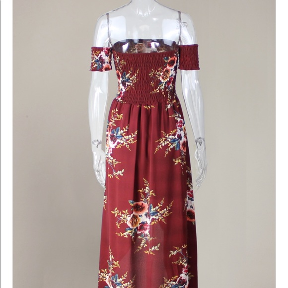 💥HP💥 Floral Print Beach Long Off Shoulder Dress - Picture 2 of 8